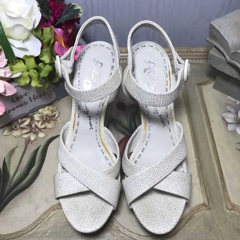 Alice & Olivia Juliet Metallic Platform Wedges Sz 40